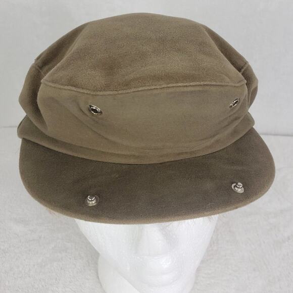 VTG Schuman Sullivan Men's Newsboy Taupe Velvet Cap w/ Snap Down Brim. One size - Picture 8 of 10